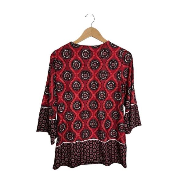 Kim Rogers Tunic Size Small Round Neck Womens Red Black Floral Pattern - Picture 6 of 8